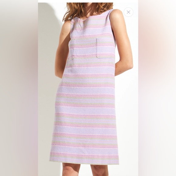 Vintage 90s Authentic Chanel tweed striped dress in pastel colors